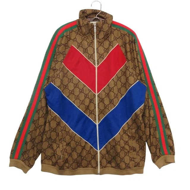 Gucci GG Print Trackjacket Outer Zip Brown SS Jacket in Brown from The Reluxe, photo 1 of 1