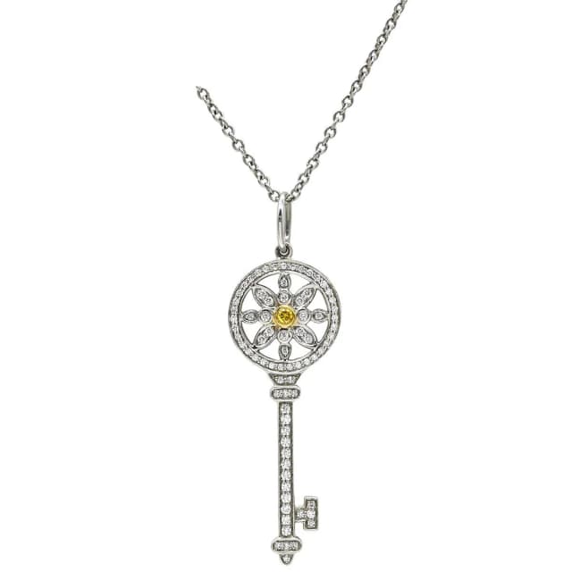 Tiffany & Co. Necklace Daisy Key Pendant Platinum Silver Yellow Gold 18K in Yellow from The Reluxe, photo 1 of 1