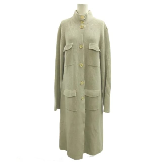 Max Mara S ' Long Cardigan Wool Cashmere Blend L Beige Gray Ribbed Long Sleeve in Beige Cashmere from The Reluxe, photo 1 of 1