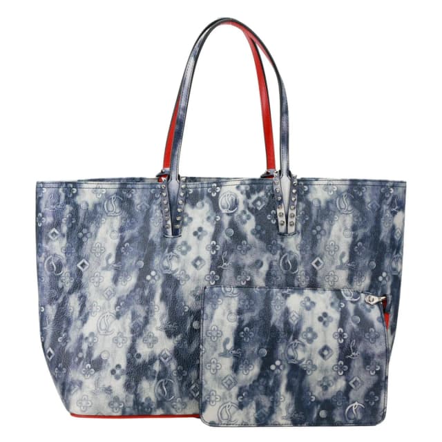 Christian Louboutin Cabata Spikes Tie dye Calfskin Leather Tote Bag Blue in Blue Calfskin from Dallas Designer Handbags, photo 1 of 1
