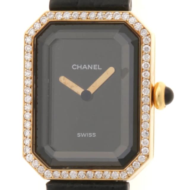 Chanel Premiere Diamond Bezel Watch 18K Yellow Gold Leather Black Quartz in Black Leather from The Reluxe, photo 1 of 1