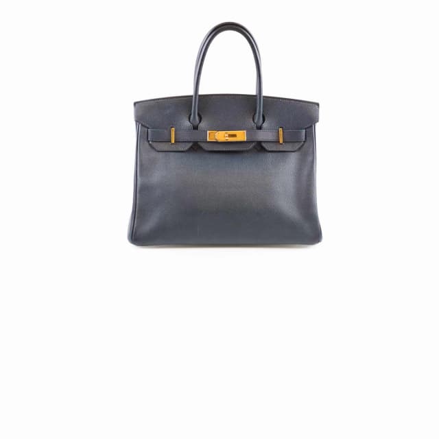 Hermès Birkin 30 Blue Indigo Cushbell - A Square Stamp in Blue Leather from The Purse Affair, photo 1 of 1
