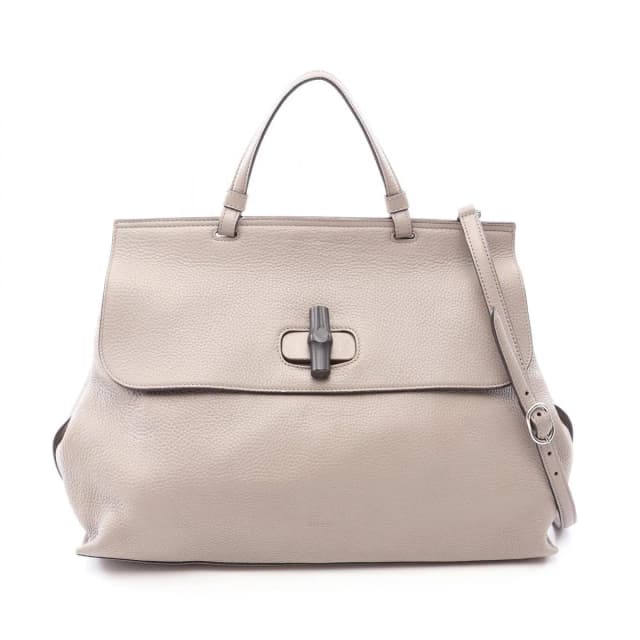 Gucci Bamboo Daily 2-Way Gray Black Leather Large Handbag in Black Leather from The Reluxe, photo 1 of 1