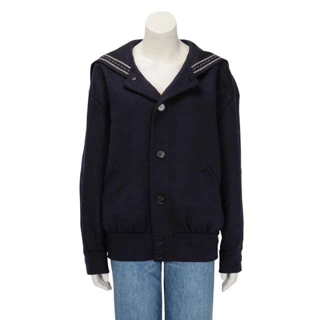 Dior Pearl Embellished Logo Jacket FR 36 in Navy Wool from Blue Spinach, photo 1 of 1