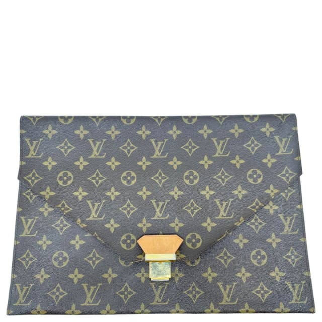 Louis Vuitton Poche Plate Envelope Monogram Canvas Clutch Brown in Brown Coated canvas from Dallas Designer Handbags, photo 1 of 1