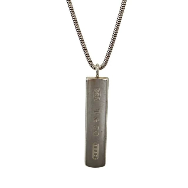 Tiffany & Co. 1837 Narrow Bar Necklace 925 Sterling Silver in Silver from The Reluxe, photo 1 of 1