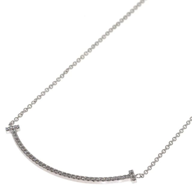 Tiffany & Co. T Smile Small Diamond Necklace 18k White Gold in White from The Reluxe, photo 1 of 1