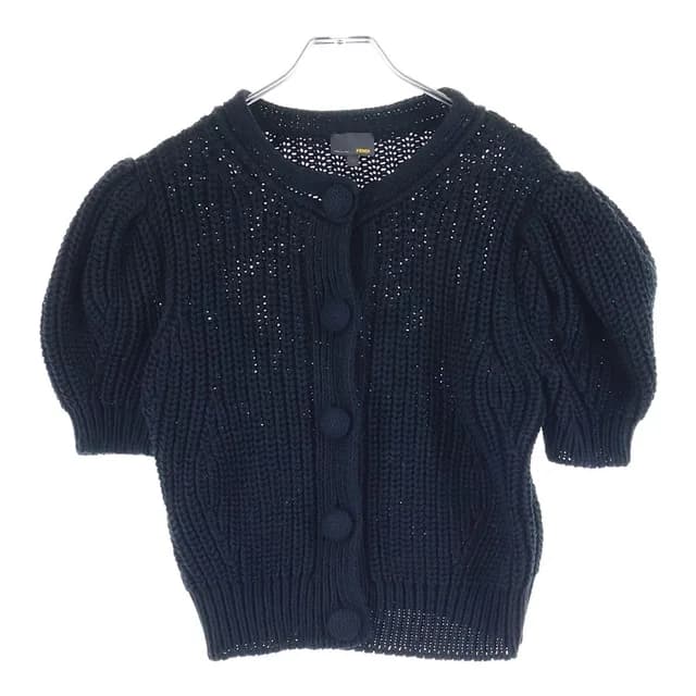 Fendi Cardigan Short Sleeve Puff Knit Black Cotton in Black from The Reluxe, photo 1 of 1