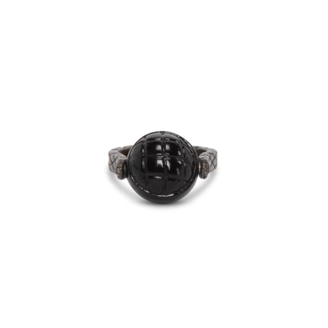 Bottega Veneta Silver Intrecciato Ball Ring in Black Woven leather from Blue Spinach, photo 1 of 1