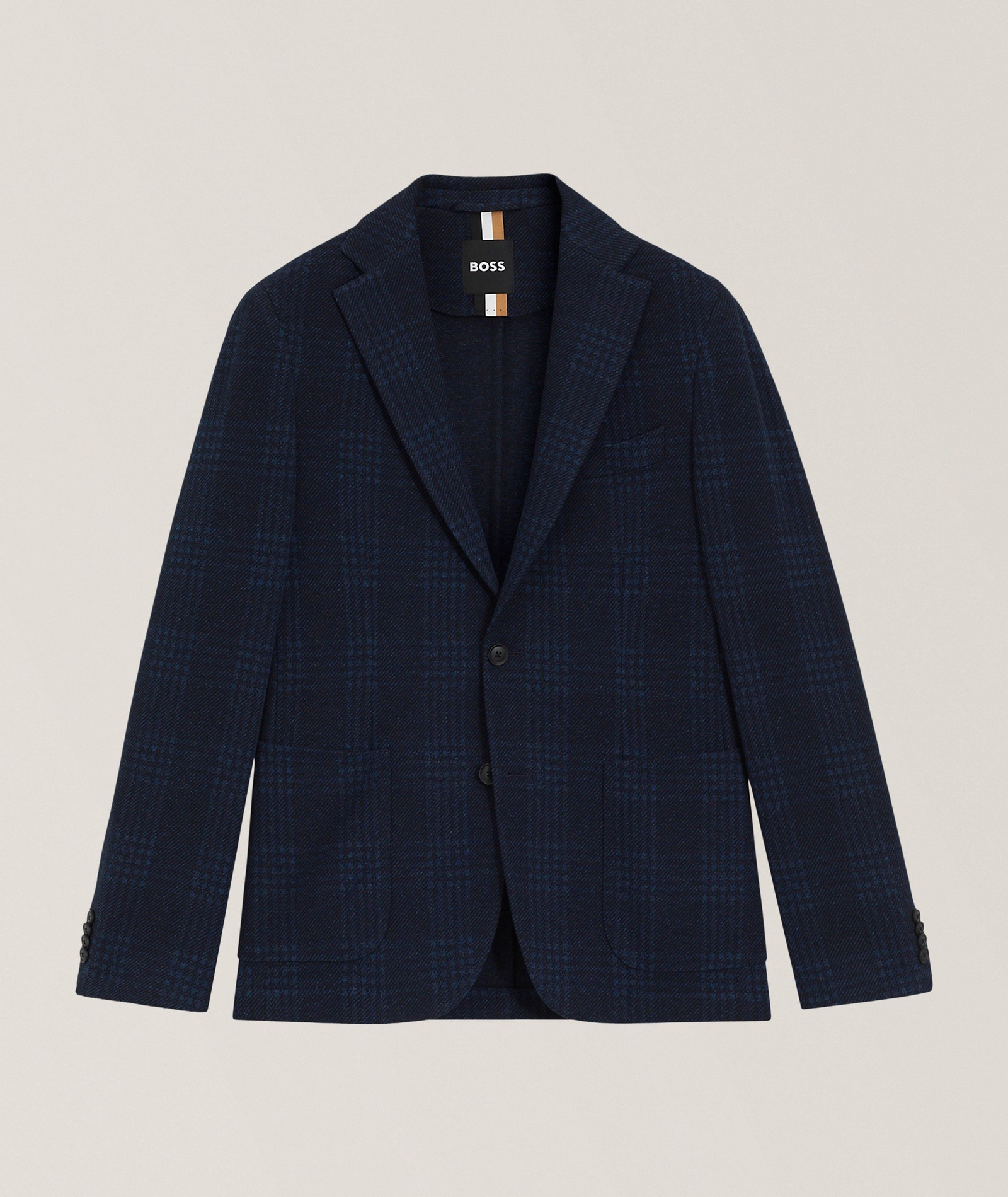 BOSS Hanry Glen Check Sport Jacket in Blue 82% cotton, 18% polyester, image 1 of 1 from Harry Rosen
