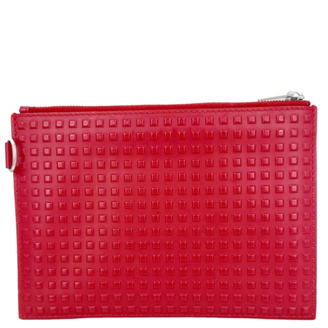 Balenciaga Studded Embossed Leather Zip Pouch Red in Red Leather from Dallas Designer Handbags, photo 1 of 1