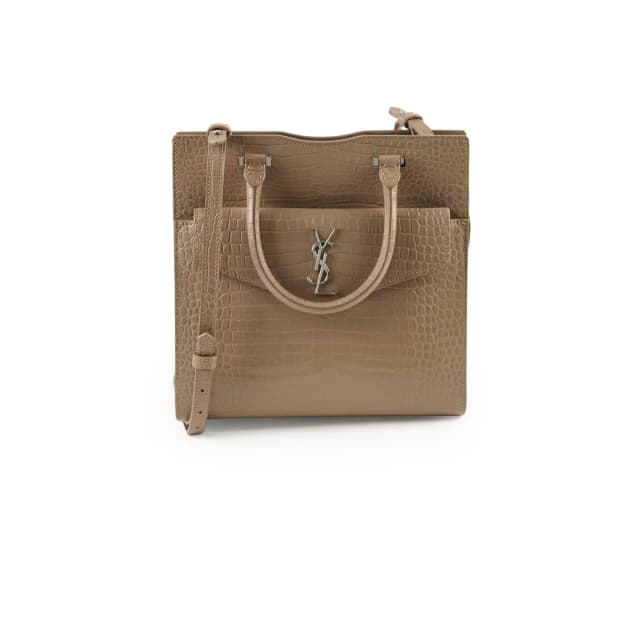 Saint Laurent Uptown Croc Embossed Tote Small Taupe in Taupe Crocodile from The Purse Affair, photo 1 of 1