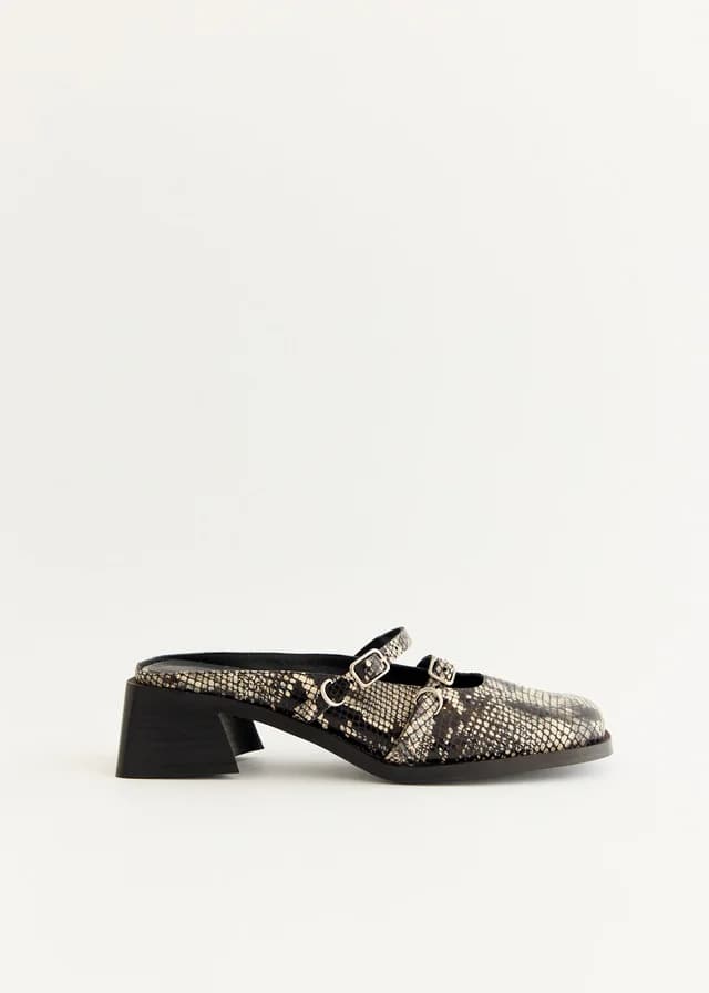 Justine Clenquet Andie Python Mules in Beige, image 1 of 1 from Incu