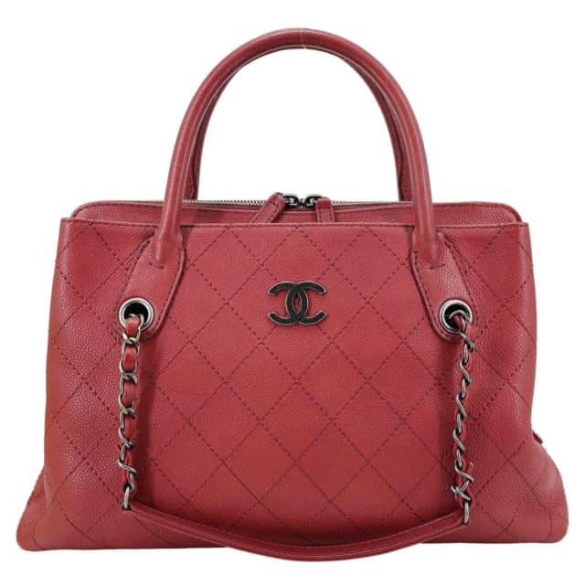 Chanel Urban Small Grained Vegetal Calfskin Leather Shopping Tote Bag Burgundy in Burgundy Calfskin from Dallas Designer Handbags, photo 1 of 1