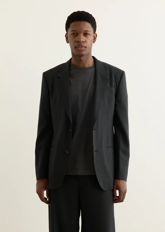 AMI PARIS Single Breasted Blazer Jacket in 020 ANTHRACITE, image 1 of 1 from Incu