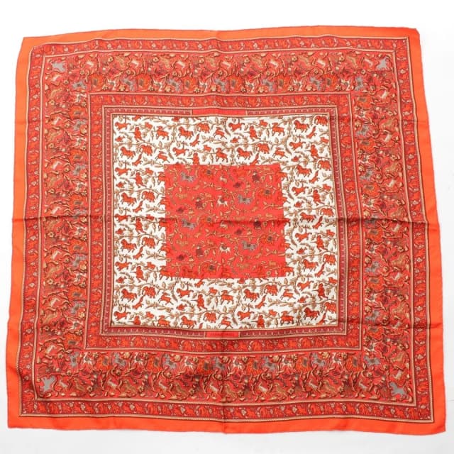 Hermès Carre 90 Silk Chasse en Inde Indian Hunting Scarf Orange 90 in Orange Silk from The Reluxe, photo 1 of 1