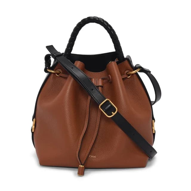 Chloé Marcie Drawstring Bucket Bag in Tan & Black Calfskin from Blue Spinach, photo 1 of 1
