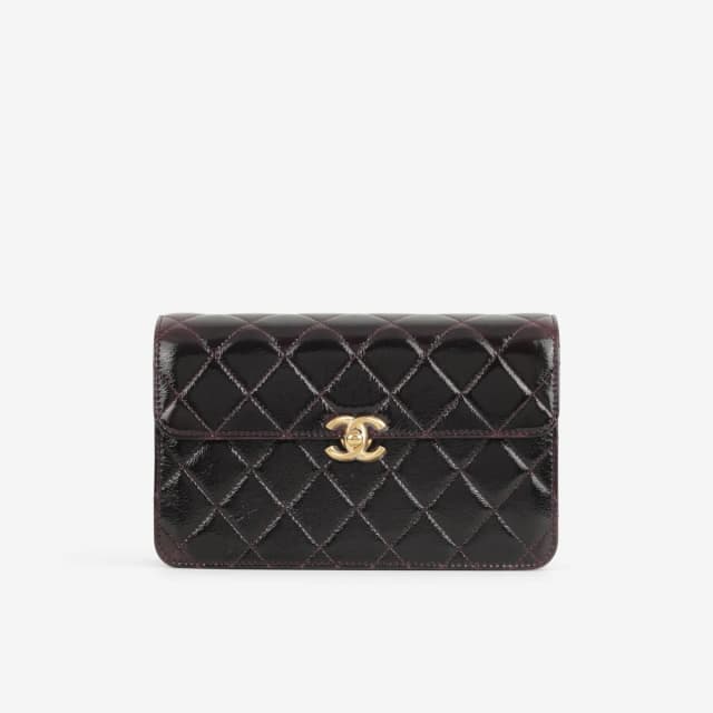 Chanel 25A Mini Flap - Plum Glazed Calfskin | Aged Gold Hardware in Purple Glazed Calfskin from Bagista, photo 1 of 1