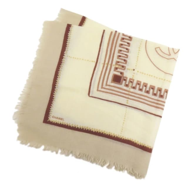 Chanel CC Logo Shawl Wool Yellow Beige in Beige Wool from The Reluxe, photo 1 of 1
