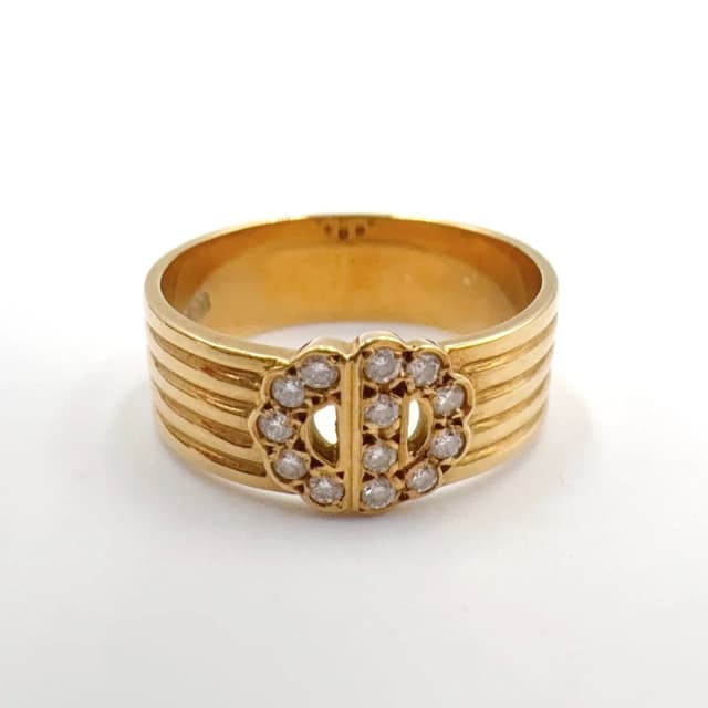 Dior CD Logo Diamond Yellow Gold Clear Ring in Yellow from The Reluxe, photo 1 of 1
