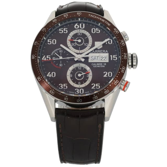 TAG Heuer Carrera CV2A12-1 43mm Stainless Steel Watch in Leather from H&T, photo 1 of 1