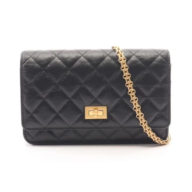Chanel Shoulder Bag 2.55 Quilted Mini Black Calfskin Chain Wallet in Black Calfskin from The Reluxe, photo 1 of 1