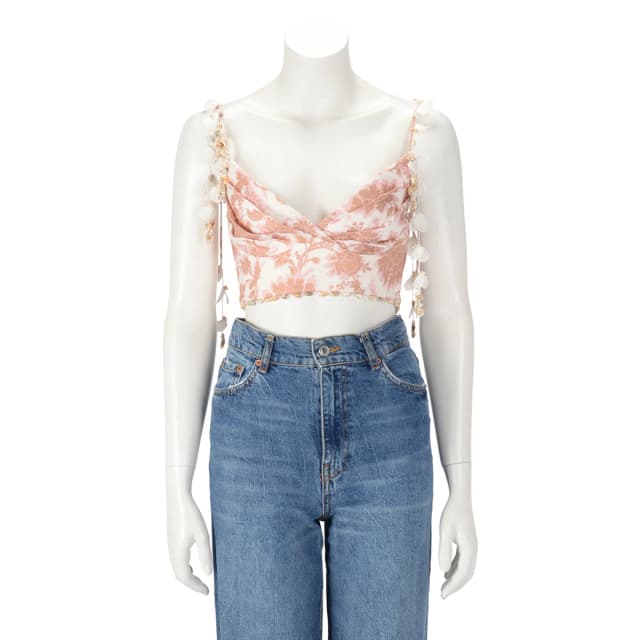 Zimmermann Tan Floral Linen Postcard Bustier Top 0 in Tan Tonal Floral from Blue Spinach, photo 1 of 1