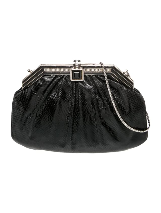 Judith Leiber Embossed Leather Evening Bag in black Leather from The RealReal, photo 1 of 1