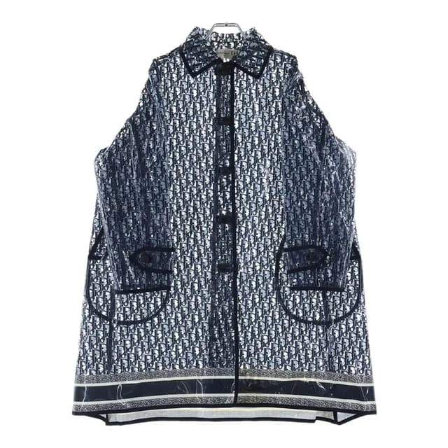 Dior Oblique All Over Print Vinyl Rain Coat Clear Navy in Navy from The Reluxe, photo 1 of 1