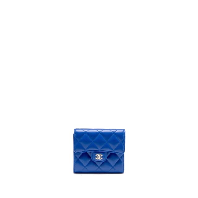 Chanel Small Classic Flap Wallet Lambskin Dark Blue SHW in Blue Lambskin from EMIER, photo 1 of 1