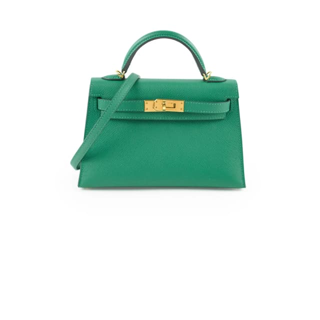 Hermès Mini Kelly Vert Vertigo Epsom - A Stamp in Green Epsom leather from The Purse Affair, photo 1 of 1