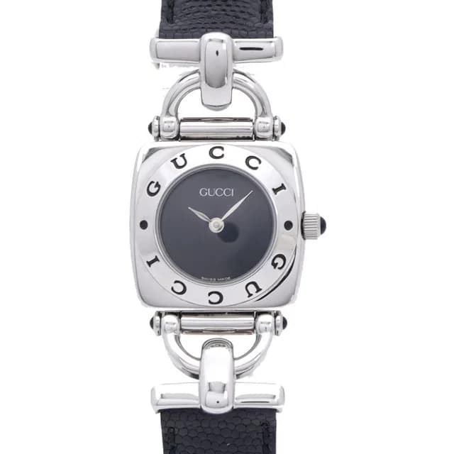 Gucci Quartz Watch Stainless Steel Embossed Leather Black Dial in Black Leather from The Reluxe, photo 1 of 1