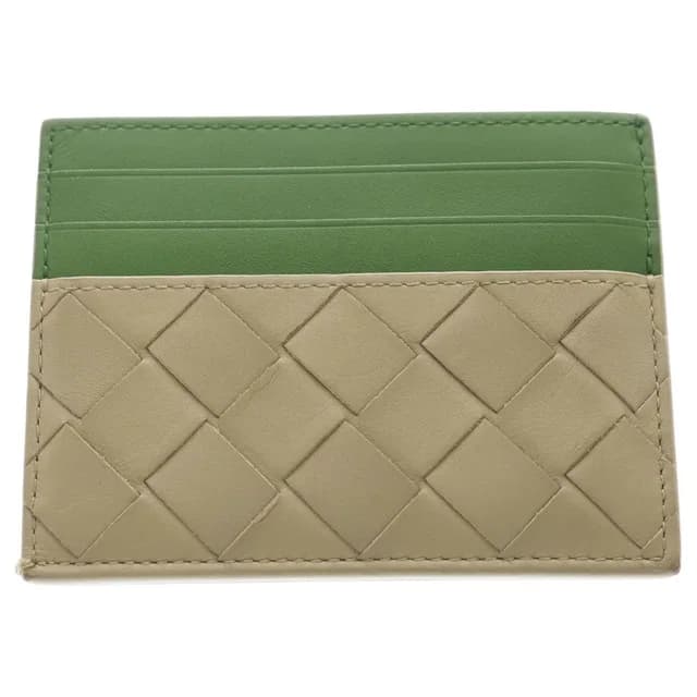 Bottega Veneta Card Case Intrecciato Green Top Leather in Green Woven leather from The Reluxe, photo 1 of 1