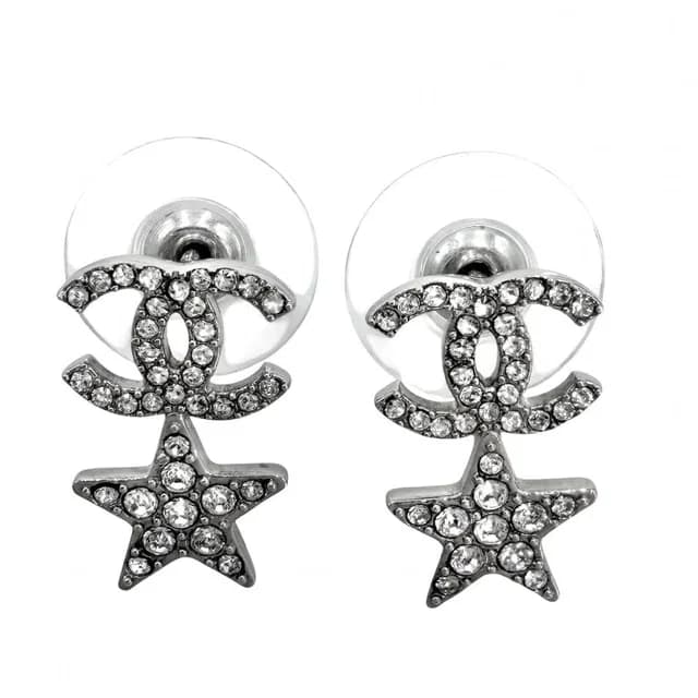 Chanel Earrings CC Logo Star Rhinestone Silver in Silver from The Reluxe, photo 1 of 1