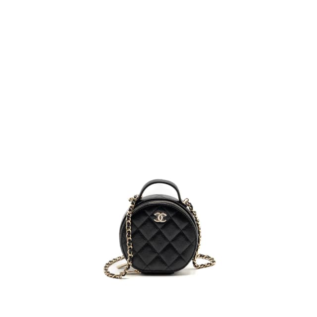 Chanel Top Handle Round Vanity Case Caviar Black LGHW in Black Caviar leather from EMIER, photo 1 of 1