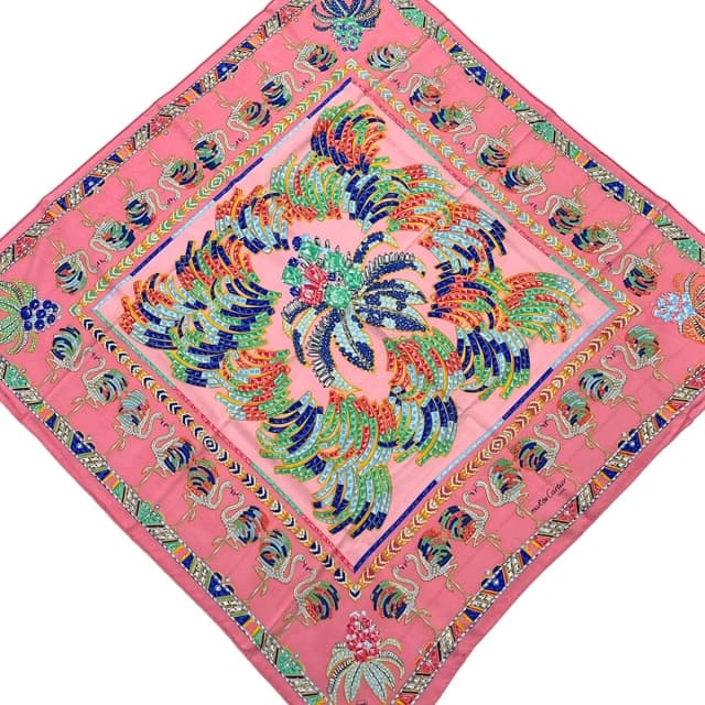 Cartier Scarf Pink Blue Green Flamingo in Blue from The Reluxe, photo 1 of 1