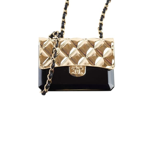 Chanel Gold Metal & Black Resin Flap Necklace Card holder in Black Resin from The Purse Affair, photo 1 of 1