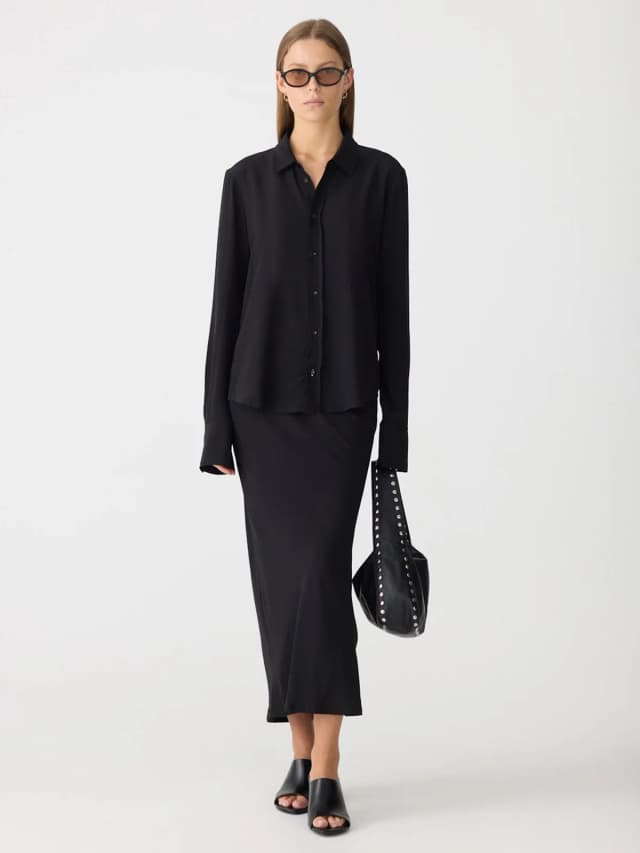 Bassike Fine Silk Crepe Shirt, image 1 of 1 from bassike