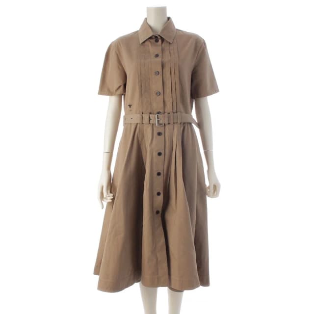 Dior Cotton Logo Belt Short Sleeve Dress Midi Beige 38 in Beige from The Reluxe, photo 1 of 1