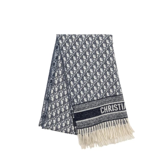 Dior Obilique scarf 200*45cm cashmere ecru / navy blue in Navy Cashmere from EMIER, photo 1 of 1