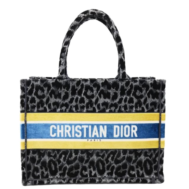 Dior Book Medium Leopard Mizza Embroidered Tote Bag Black in Black Canvas from Dallas Designer Handbags, photo 1 of 1