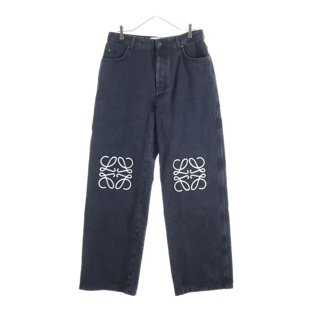 Loewe Anagram Baggy Jeans Embroidery Pants Denim Black in Black Denim from The Reluxe, photo 1 of 1