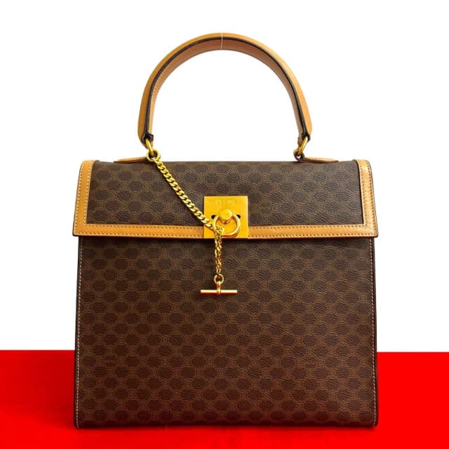 Celine Macadam Blason Triomphe Logo Ring Leather Handbag Mini Tote Brown in Brown Leather from The Reluxe, photo 1 of 1