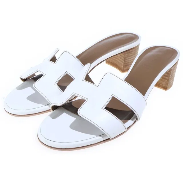 Hermès Oasis Sandals H Logo Leather White in White Leather from The Reluxe, photo 1 of 1