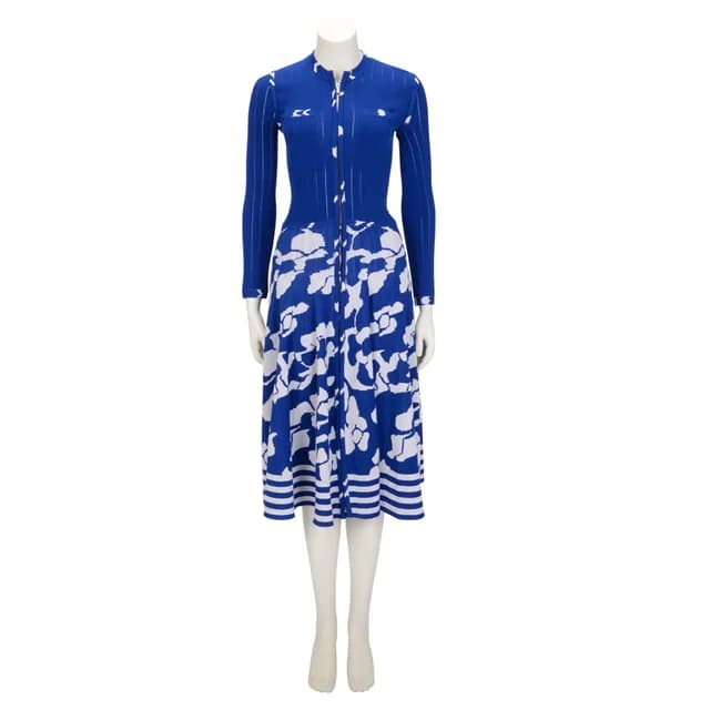 Chanel Knit Pleated Zip Dress FR 36 in Blue & White from Blue Spinach, photo 1 of 1