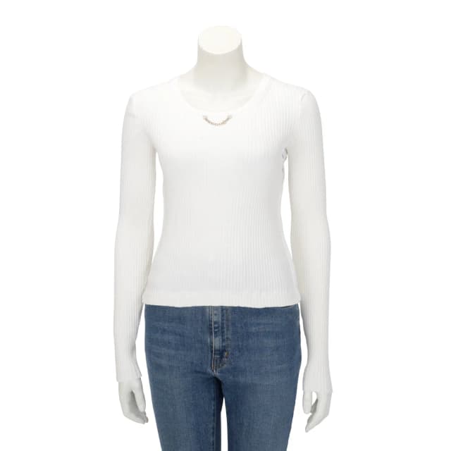 Louis Vuitton Ribbed Cotton Chain Detail L/S Top XS in White from Blue Spinach, photo 1 of 1