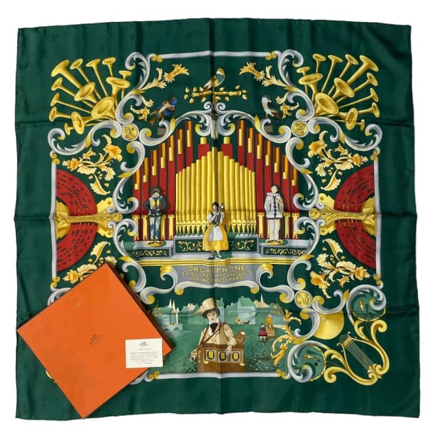 Hermès Scarf Silk Carre 90 Orgauphone ET Autres Mecaniques Pipe Organ in Silk from The Reluxe, photo 1 of 1