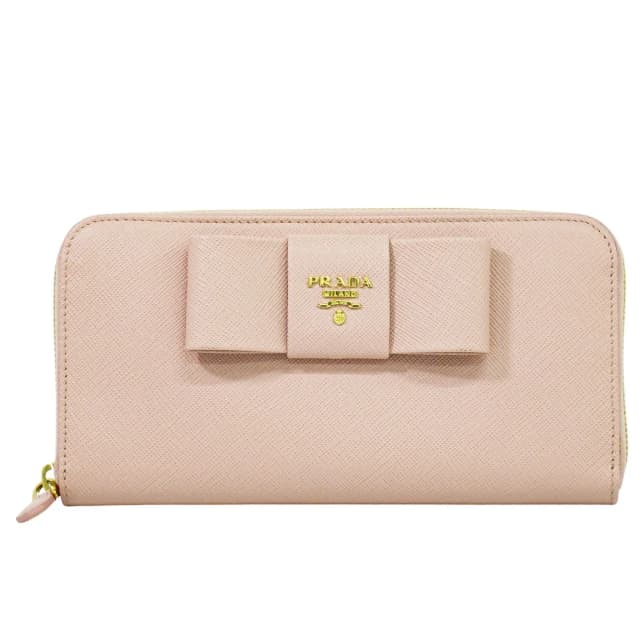 Prada Bow Zip Around Wallet in Pink Saffiano leather from Blue Spinach, photo 1 of 1