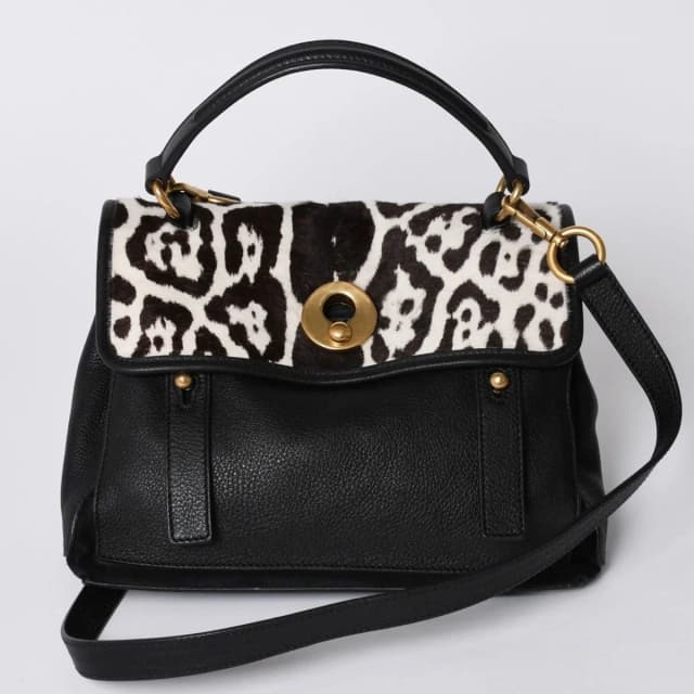 Saint Laurent Muse Two 2-Way Handbag Black Leopard Leather Calf Hair Gold in Black Leather from The Reluxe, photo 1 of 1