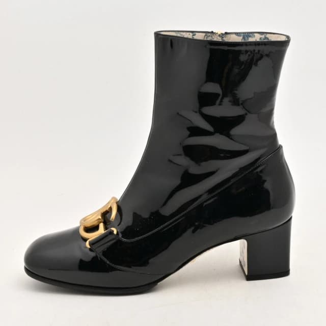 Gucci Short Boots GG Marmont Black Leather in Black Leather from The Reluxe, photo 1 of 1
